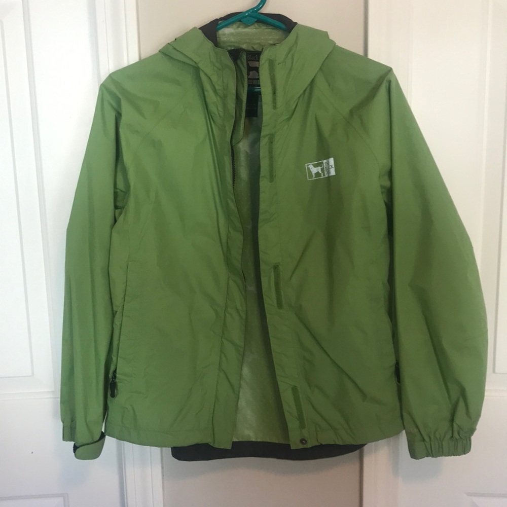 The Black Dog lime green rain jacket